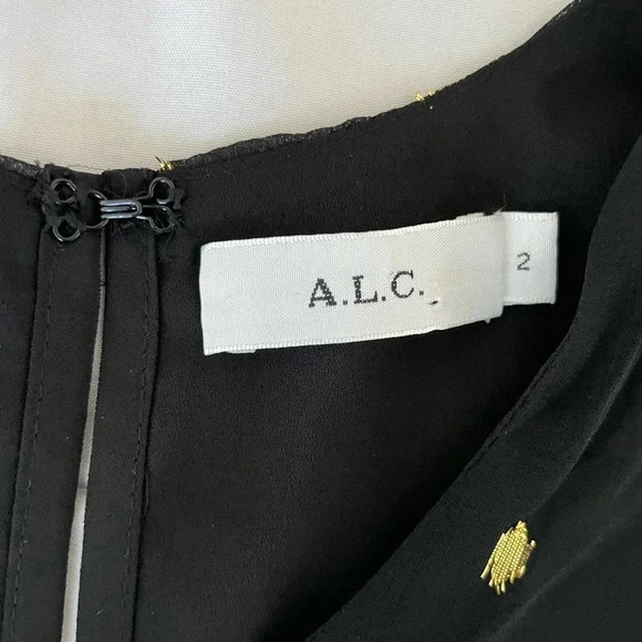 A.L.C black  metallic silk top - Picture 6 of 11